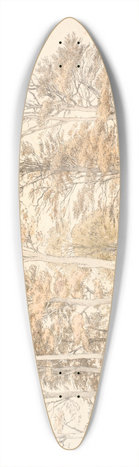 P. C. Skovgaard - Hje trer med efterrslv p bakket grund 39.3 inch art pintail longboard deck