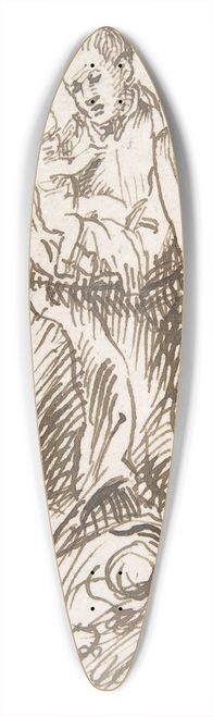 Pedro Duque y Cornejo - Male Saint standing on clouds supported by putti, holding infant Christ 39.3 inch art pintail longboard deck