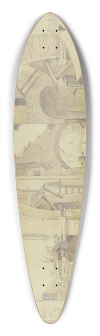 Peter von Hess - Strae in einem italienischen Stdtchen (Tivoli), links ein Brunnen, rechts eine Gemsehndlerin 39.3 inch art pintail longboard deck