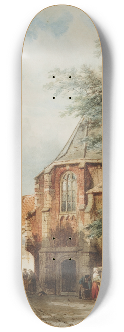 Cornelis Springer - Figures In The Dorpsstraat, Asperen 8.25 inch art skate deck