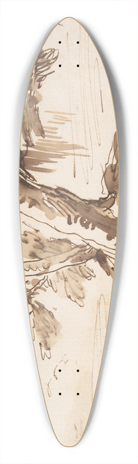Pier Francesco Mola - Landscape with Two Men Under a Tree. 39.3 inch art pintail longboard deck