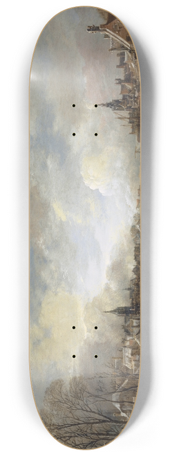 Aert van der Neer - Two Towns on a Frozen River with Golf Players and Ice Skaters 8.25 inch art skate deck