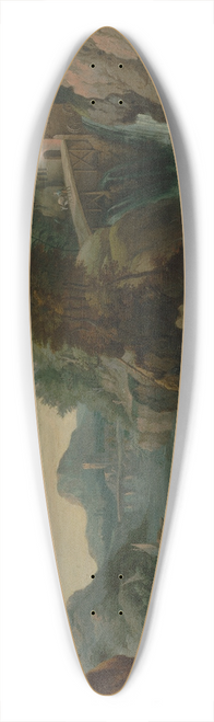 Pieter Bout - A cowherd beside a cascading river 39.3 inch art pintail longboard deck