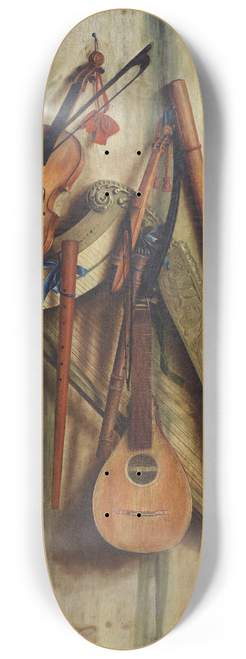 Cornelius Norbertus Gijsbrechts - Board Partition With Musical Instruments. Trompe Loeil 8.25 inch art skate deck