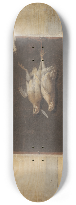 Cornelius Norbertus Gijsbrechts - Trompe Loeil. Board Partition With A Still Life Of Two Dead Birds Hanging On A Wall 8.25 inch art skate deck
