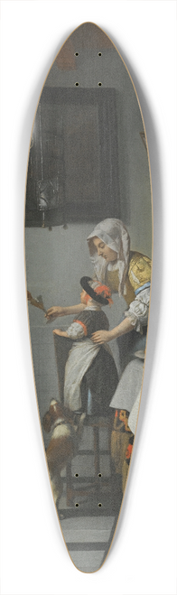 Pieter De Hooch - Interior With A Child Feeding A Parrot 39.3 inch art pintail longboard deck