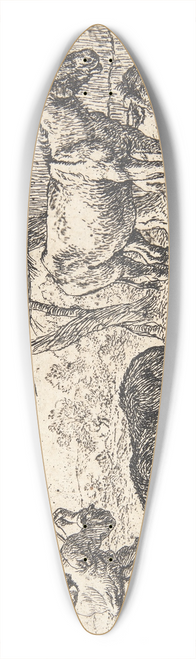 Pieter van Laer - To svin og tre sler, tv en spindende kvinde 39.3 inch art pintail longboard deck