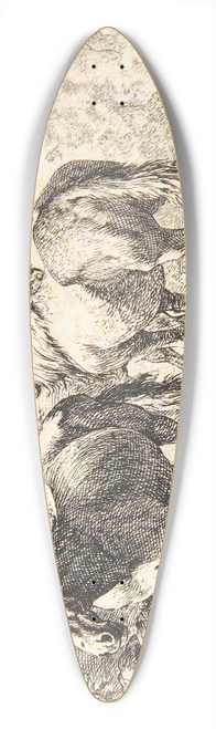 Pieter van Laer - Tre heste, tv en siddende bonde 39.3 inch art pintail longboard deck