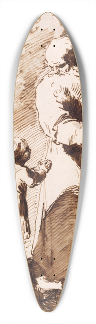 Pietro Antonio Novelli - A Bearded Monk Showing a Portable Altar to a Praying Child, with an Old Woman Kneeling 39.3 inch art pintail longboard deck