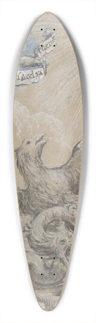 Pietro da Cortona - Design with an Eagle Fighting with a Serpent and a Putto in the Sky Holding an Inscribed Banner 39.3 inch art pintail longboard deck