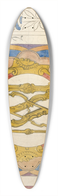 Prosper Lafaye - Relev dun panneau de vitrail du XVIIe sicle orn dun monogramme 39.3 inch art pintail longboard deck