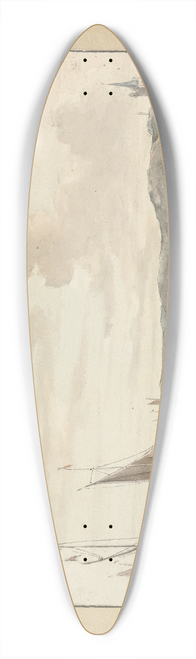 R.A.C. Ziesenis - Kustgezicht met zeilschepen en kerktoren 39.3 inch art pintail longboard deck