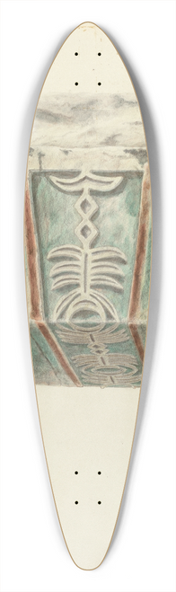 Randolph F. Miller - Carved and Painted Keystone 39.3 inch art pintail longboard deck