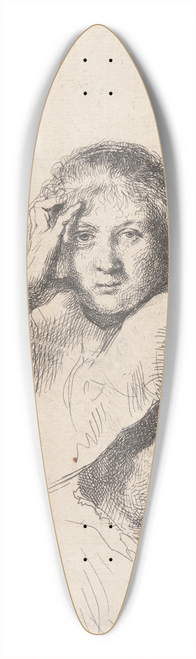 Rembrandt van Rijn - Three Heads of Women, One Lightly Etched 39.3 inch art pintail longboard deck