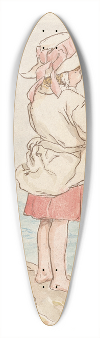 Robert Barnes - Girl with Pail Beside the Sea 39.3 inch art pintail longboard deck