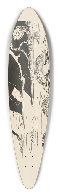Rudyard Kipling - Elephants child having his nose pulled by the Crocodile 39.3 inch art pintail longboard deck