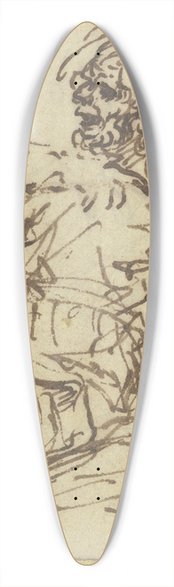 Salvator Rosa - A man seated against a block on the right 39.3 inch art pintail longboard deck