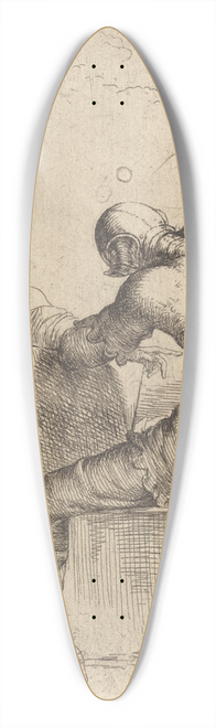 Salvator Rosa - Three Soldiers, One Seated and Supporting Himself with a Cane and Shield 39.3 inch art pintail longboard deck