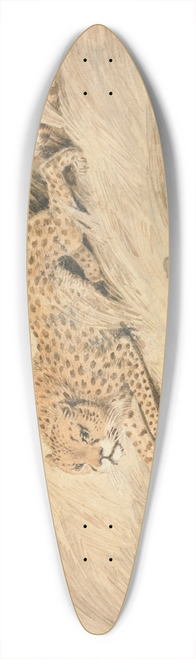 Samuel Howitt - A Cheetah Crouching by a Pool 39.3 inch art pintail longboard deck
