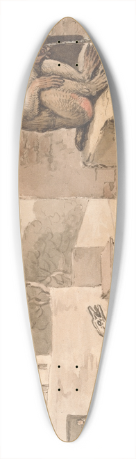 Samuel Howitt - A Goose and a Baboon 39.3 inch art pintail longboard deck