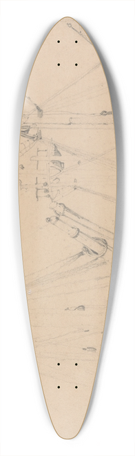 Samuel Prout - Study of Two Laid Up Sailing Vessels 39.3 inch art pintail longboard deck