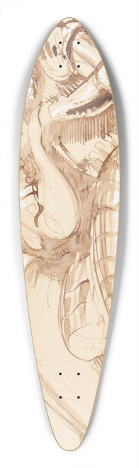 Sir George Hayter - A Maiden Embraced by a Knight in Armor 39.3 inch art pintail longboard deck