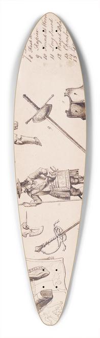 Sir John Everett Millais - Sketches of Armour  Study for Charles I 39.3 inch art pintail longboard deck