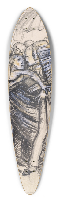 Sir John Everett Millais - The Prisoners Wife  Sketch of the Wife confronting Judge 39.3 inch art pintail longboard deck