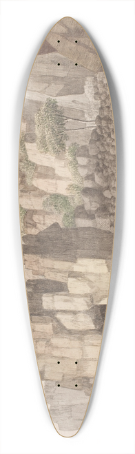 Sren L. Lange - Klippen kaldet Jons Kirken i Ruths Sogn p Bornholm 39.3 inch art pintail longboard deck