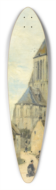 Stanislas Lpine - Ouistreham church in Normandy 39.3 inch art pintail longboard deck