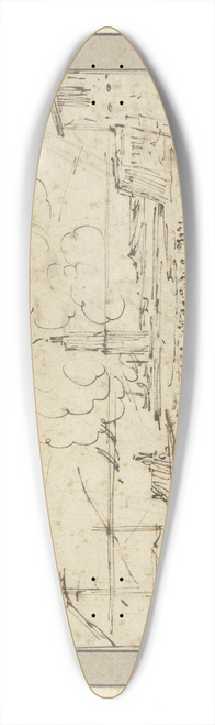 Stefano Della Bella - Seehafen mit einer Galeere, viele Figuren am Ufer 39.3 inch art pintail longboard deck