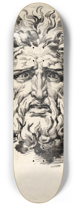 David Humbert de Superville - Head of a bearded man with a frightened expression 8.25 inch art skate deck