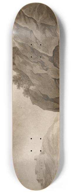 David Humbert de Superville - High rocks with fortress on both sides of a river 8.25 inch art skate deck