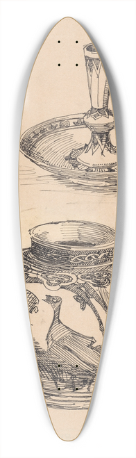 Theo Nieuwenhuis - Twee stuks Perzisch aardewerk 39.3 inch art pintail longboard deck