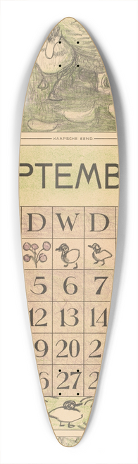 Theo van Hoytema - Kalenderblad september met Muskuseend 39.3 inch art pintail longboard deck