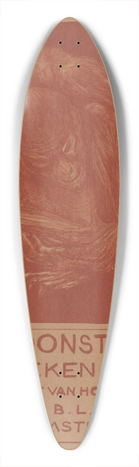 Theo van Hoytema - Reclamekaart met ineengedoken aap 39.3 inch art pintail longboard deck