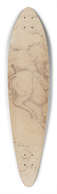 The Veneto - Hunting Scene and Lions Attacking Animals 39.3 inch art pintail longboard deck