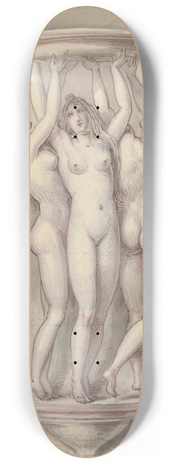David Humbert de Superville - Ornament van de drie gratieen met schaal, op een console 8.25 inch art skate deck