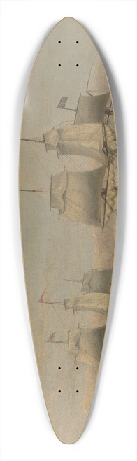 Thomas Luny - An Indiaman and a Two Decker Hove to, Said to be Thomas Dumar, Esq. in H.M. Ship Portland Deliveri 39.3 inch art pintail longboard deck