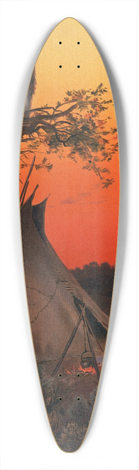 Thomas Moran - On the Lookout.  A Ute. Camp, Utah. (1881) 39.3 inch art pintail longboard deck