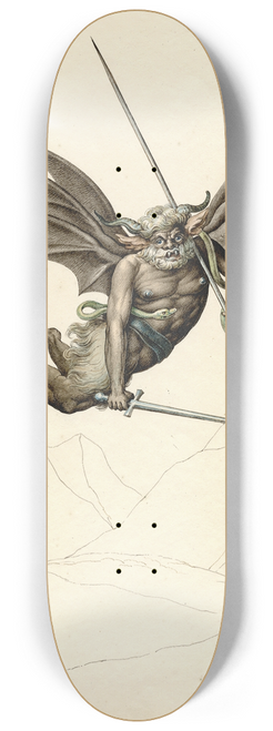 David Humbert de Superville - Winged devil, from a fresco in the Camposanto at Pisa 8.25 inch art skate deck