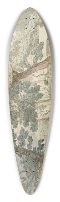 Thomas Rowlandson - Elegant figures with a dog, by a lake 39.3 inch art pintail longboard deck