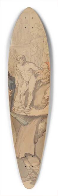 Thomas Rowlandson - Moderns Reflecting on the Works of the Ancients 39.3 inch art pintail longboard deck