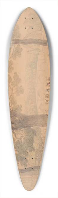 Thomas Rowlandson - Richmond Bridge from the lower terrace 39.3 inch art pintail longboard deck