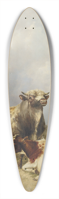 Thomas Sidney Cooper - A Bull And Cows In A Landscape 39.3 inch art pintail longboard deck