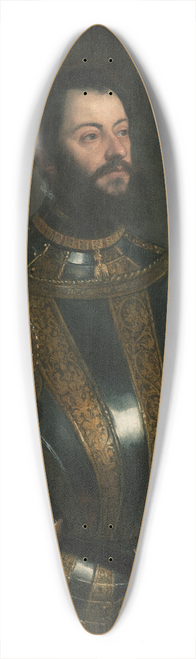 Titian - Portrait of Alfonso dAvalos, Marchese del Vasto, in Armor with a Page 39.3 inch art pintail longboard deck