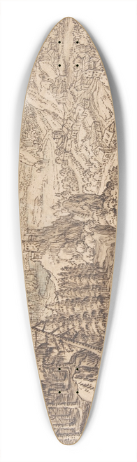 Tobias Verhaecht - Mountainous Landscape with Travelers on a Road 39.3 inch art pintail longboard deck