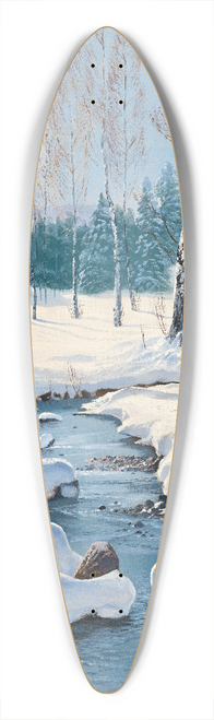 Toni Haller - Winter Landscape with a Creek 39.3 inch art pintail longboard deck