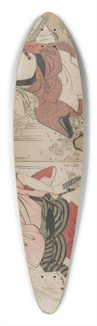 Toyokuni Utagawa - Kataoka Nizaemon VII and Ichikawa Yaozo III in a Confrontation Beside a Waterfall 39.3 inch art pintail longboard deck