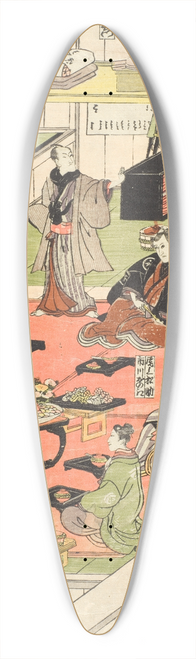 Utagawa Kunisada (Toyokuni III) - Backstage Celebrations of a Full-house Hit at the Nakamura Theater 39.3 inch art pintail longboard deck